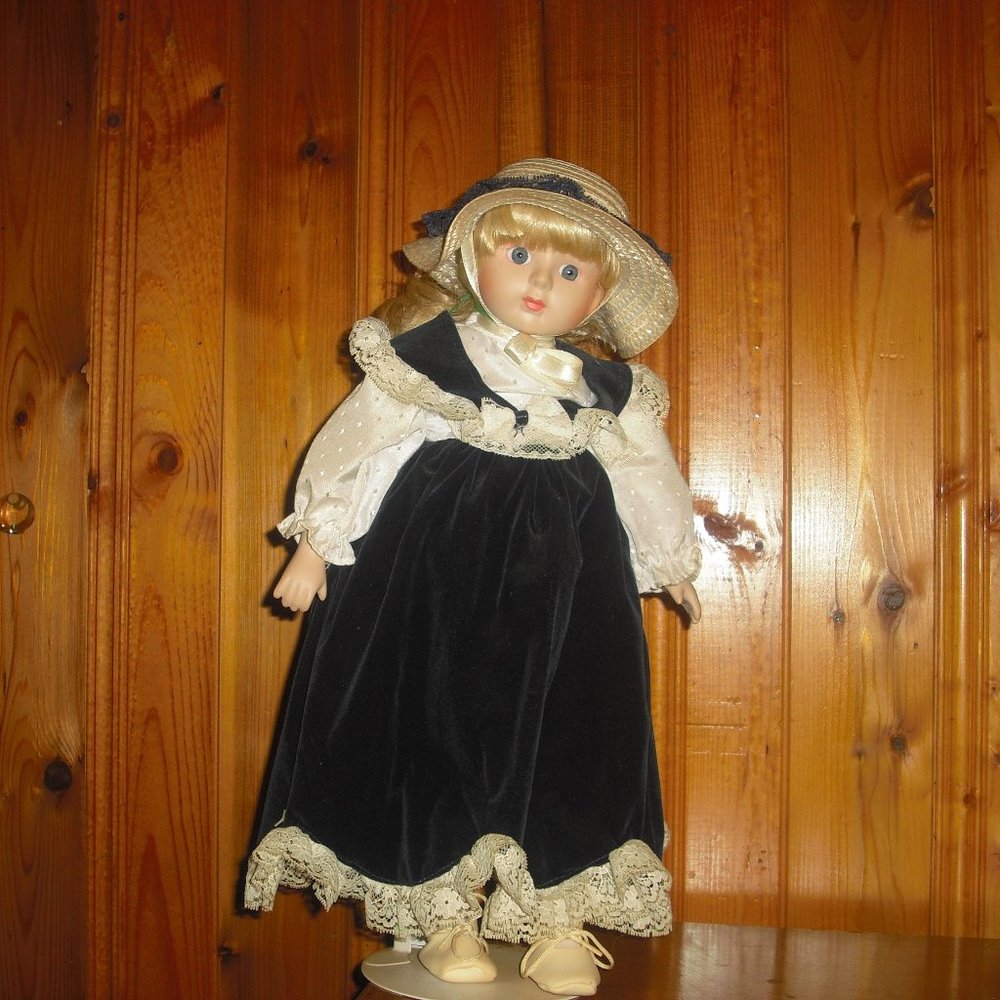 Vintage ANCO Porcelain Doll with Metal Stand